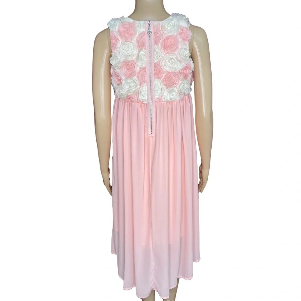 Dreamy Retro Chiffon Rose Bud Empire Babydoll Dress Size 14